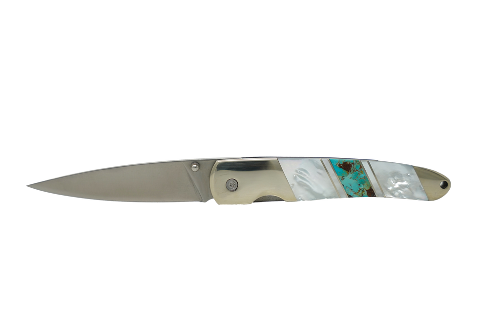 Jewelry Collection Mother of Pearl  - 4"  Stainless Steel Blade Linerlock with pocket clip