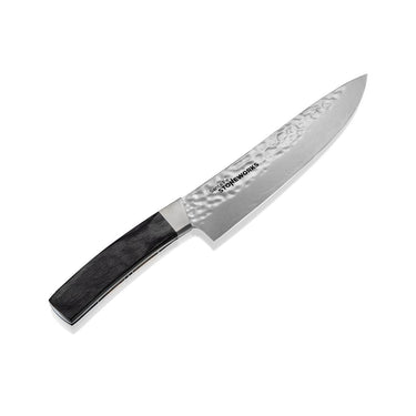 Hammer Damascus 8" Chef Knife — Natural Mammoth Tooth, Jet — back side of the handle