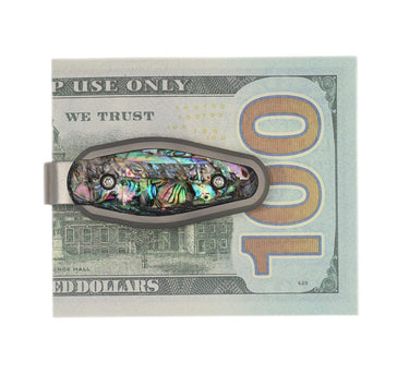 Titanium Money Clip – Abalone Select — studio view