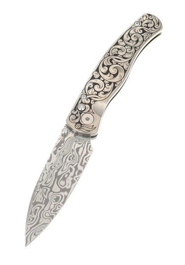 El Rey Damasteel Button Lock — Doc's Engraving — Down