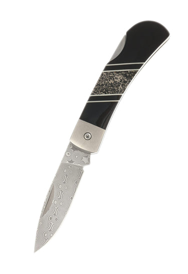 3" Damascus Lockback — Jet, Apache Gold — Down