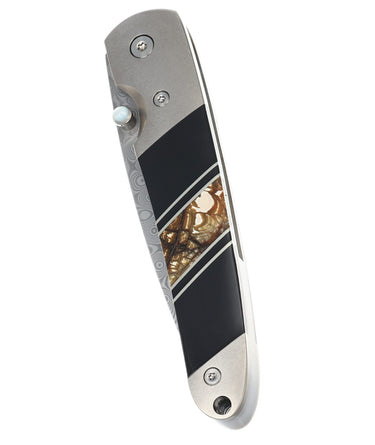 Woolly Mammoth Tusk Jewelry Collection Damascus Steel 4" Linerlock w/ pocket clip, closed