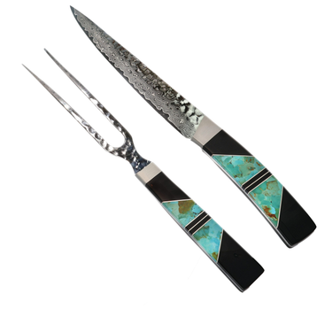 Jewelry Series Carving Set - Turquoise #1 with Jet and Silver
