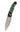 El Rey Damasteel Button Lock — Green Mammoth Tooth / Black Cerakote, Emerald Thumb Stud — Down