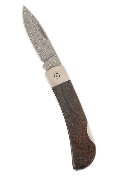 Damascus Fossilized Woolly Mammoth Bone Collection 3" Lockback, open