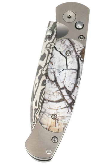 El Rey Damasteel Button Lock Collection W/Pocket Clip, Mammoth Tusk White, closed