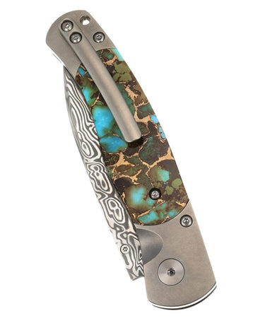 Polychrome Kingman Turquoise - El Rey Damascus Button Lock, closed