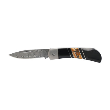 Woolly Mammoth Tusk Jewelry Collection Damascus Steel Titanium 3" Lockback Knife, Fossilized Woolly Mammoth Tusk handle