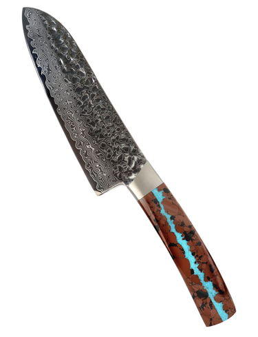 Vein Turquoise Collection 7" Santoku Knife, single-sided Vein Turquoise handle