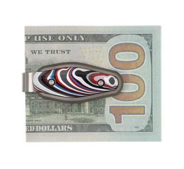 Titanium Money Clip – Fordite — studio view