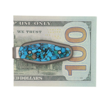 Titanium Money Clip – Bonita Blue Turquoise — studio view