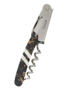 Gemstone Exotics Collection Waiter's Knife, Obsidian/Abalone/Bronze, closed