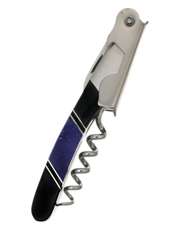 Stainless Steel Wine Opener – Lapis Lazuli with Jet — closed