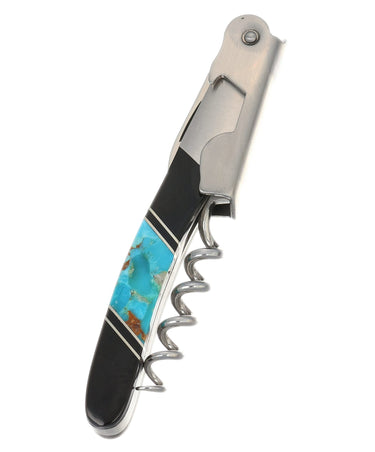 Waiter's Knife — Jet, Kingman Turquoise #2 — Closed