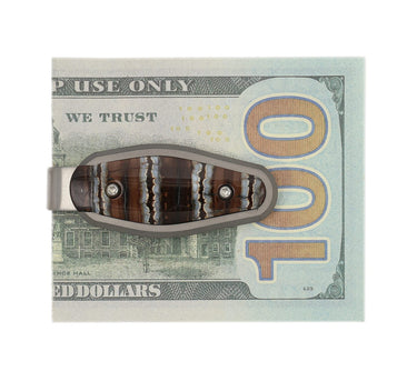Titanium Money Clip – Natural Fossilized Mammoth Tooth — studio view