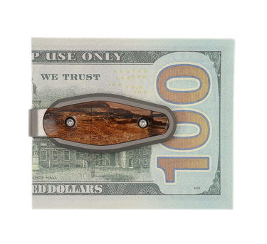Titanium Money Clip – Carmel Mammoth Tusk — studio view