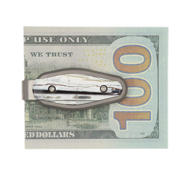 Titanium Money Clip – White Mammoth Tusk — studio view
