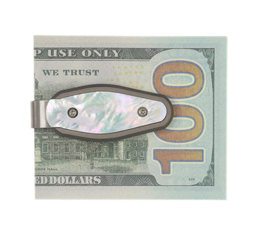 Titanium Money Clip – Mother of Pearl — studio view