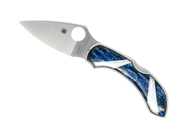 Mammoth Tooth Blue & Mother of Pearl- Spyderco Dragonfly, open
