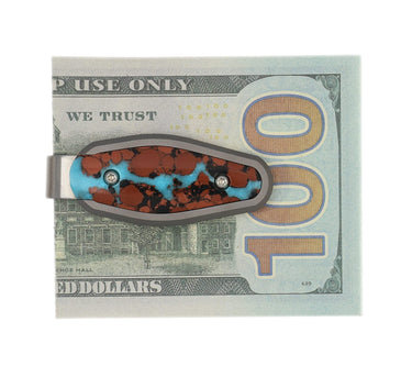 Titanium Money Clip – Vein Turquoise — studio view