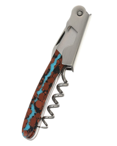 Vein Turquoise Collection Waiter's Knife, closed
