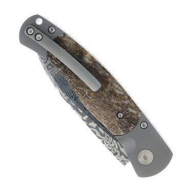 El Rey Damasteel Button Lock — Dinosaur Bone — Back