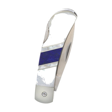 3" Lockback 440C Stainless Steel – Lapis Lazuli with Mother of Pearl — closed