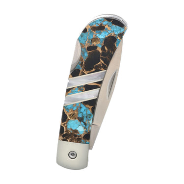 Gemstone Exotics Collection 3" Lockback Knife, Turquoise/Abalone/Obsidian, closed