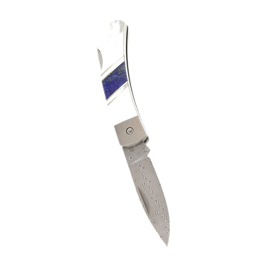 3" Damascus Lockback — Mother-of-Pearl, Lapis — Down