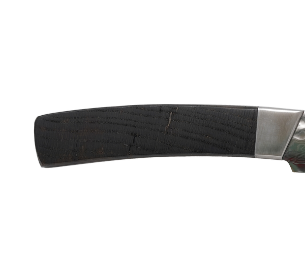 New Hammered Damascus Bread Knife with Natural Woolly Mammoth Molar and Jet