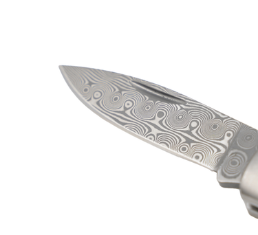 Woolly Mammoth Tusk Jewelry Collection Damascus Steel Titanium 3" Lockback Knife, open