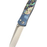Tesoro Button Lock 3½" — Abalone / Blue Anodized Frame — Down