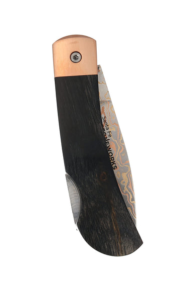 3" Lockback Copper & Brass Core Damascus (VG-10) | Bonita Blue Turquoise, back