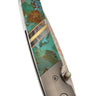 4" Copper & Brass Core Damascus Liner Lock — Turquoise — Closed