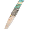 4" Liner Lock Copper & Brass Core Damascus (VG-10) | Kingman Blue-Green Turquoise | Phil Bartolotta Master Engraved — CBGE70D-ENG-PHIL-DOWN
