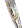 4" Liner Lock Copper & Brass Core Damascus (VG-10) | Clouded White Fossilized Mammoth Tusk, closed