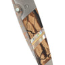 4" Liner Lock Copper & Brass Core Damascus (VG-10) | Caramel Fossilized Mammoth Tusk, closed