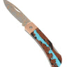 3" Copper & Brass Core Damascus Lockback — Vein Turquoise — Open Up