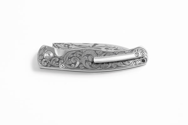 El Rey Damasteel Fully Engraved Solid Ti "Docs Engraving Floral"