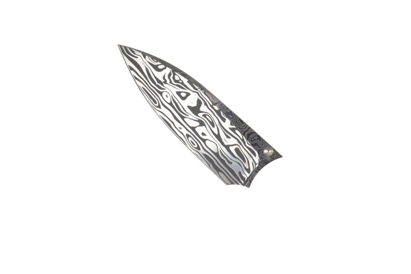 El Rey™ Damasteel Button Lock — Santa Fe Stoneworks Kingman Turquoise with black matrix