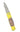 Tesoro Damasteel Button Lock 3½" — Corvette Fordite / Yellow Cerakote, Sapphire Thumb Stud — Open