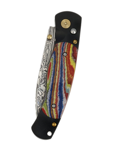 El Rey Damasteel Button Lock – Corvette Fordite — closed