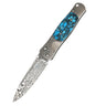 Tesoro Damasteel Button Lock 3½" — Kingman Turquoise #3 — Down