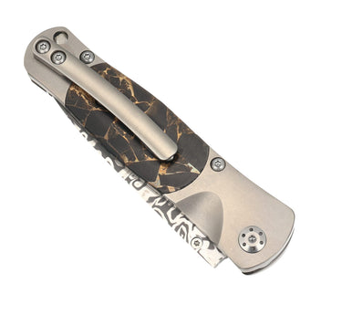 Tesoro Damasteel Button Lock – Black Buffalo Bronze — closed
