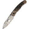 El Rey Damasteel Button Lock — Black Buffalo / Bronze Anodized Frame — Down