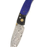 El Rey Damasteel Button Lock — Lapis / Black Cerakote, Gold PVD Hardware — Down