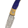 El Rey Damasteel Button Lock — Lapis / Gold Cerakote — Down