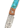 El Rey – Titanium Button Lock  Damasteel with Kingman Blue/Green Turquoise — DGE02-#1TQ-CERA-COPPER DOWN