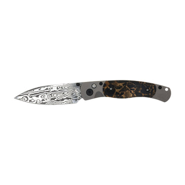 El Rey Damasteel Button Lock — Black Buffalo — Open