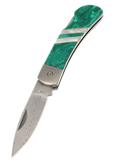 3" Damascus Lockback — Malachite — Down
